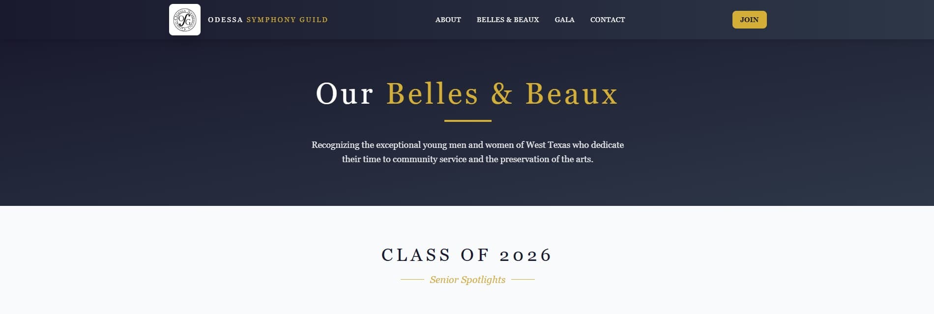 Odessa Symphony Guild Belles & Beaux platform